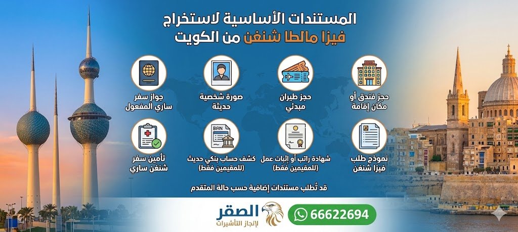 المستندات المطلوبة لاستخراج فيزا مالطا شنغن من الكويت 2026 