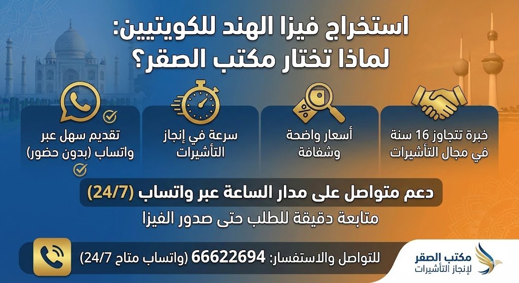 استخراج فيزا الهند للكويتيين عبر مكتب الصقر بخدمة سريعة وأسعار واضحة