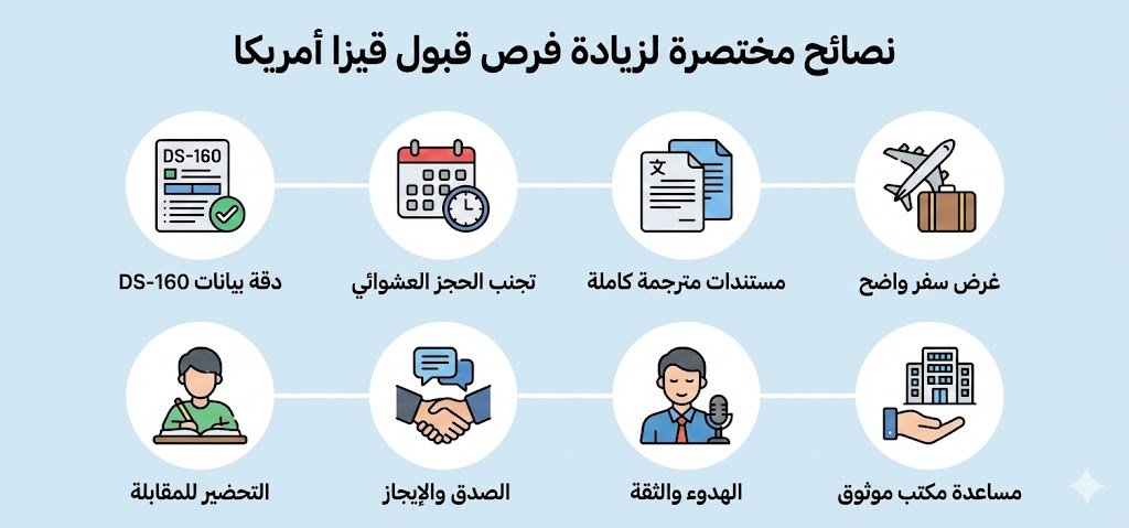 نصائح مهمة لزيادة فرص قبول فيزا أمريكا من الكويت